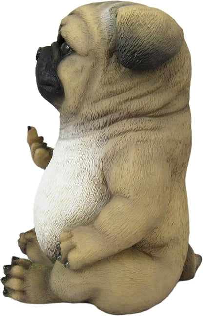 Pug Life Cheeky Middle Finger-Flipping Pug Dog Hand Painted Resin Statue - Adorable 6.75-Inch Decorative Figurine for Your Home, Office, and Garden Display