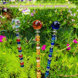 72Pcs Fairy Wand Beaded Garden Stakes Kit, Decorative Garden Stakes Beadable Items Fairy Garden Kit for Different Festivals Fairy Garden Accessories Outdoor, Ball-(Orange+Blue+Whit)