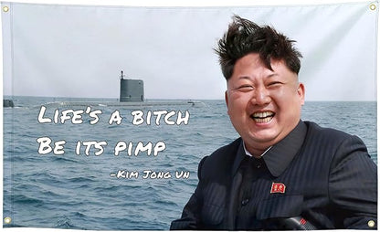 Be Its Pimp Funny Quote Flags Cool Meme Flags Banner 3x5 FT Room Guys Girls College Dorm Bedroom Frat Man Cave Wall Hangings Black KJU