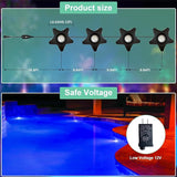 Submersible Pool Lights, Waterproof RGB LED Ground Light for Swimming Pool, Pond, Fountain, Aquarium, Low Voltage Remote Control Indoor/Outdoor/Underwater Decor Pond Lights (46ft)