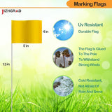 20Pack Yellow Marking Flags, JIZHGRAD 13x4x5 Inch Marker Flags Use for Yard & Lawn, Boundary & Dog Training, Survey & Landscape, Sprinkler & Surveyor, Garden & Construction, High Visibility, Sturdy, Versatile, UV & Weather Resistant