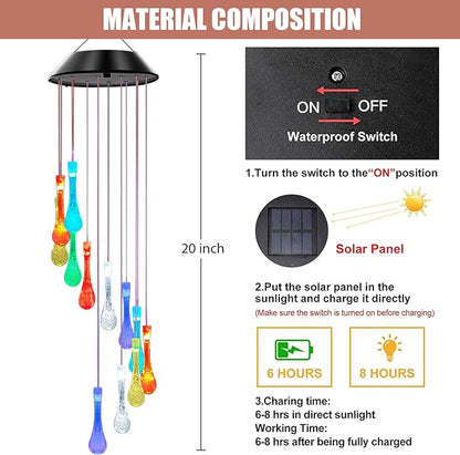 Bolunlun Solar Wind Chimes, Garden Outdoor Decorative Color-Changing Lights, is The Best Gift for mom, Grandma, Children