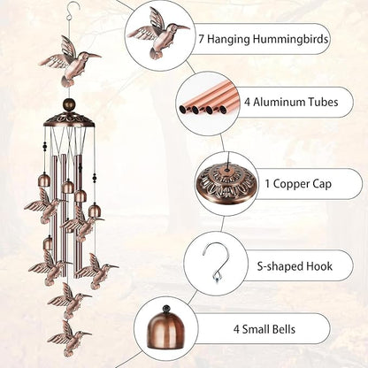 Hummingbird Wind Chimes for Outside,Metal Windchimes,Hummingbird Easter Gifts for Women/Men,Wind Chime Garden Decor Outdoor,Memorial/Housewarming/Birthday/Festival Gifts,Front Yard Decor
