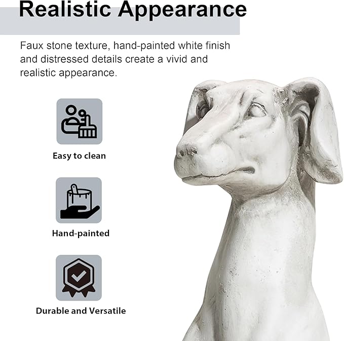 Glitzhome Sitting Dog Garden Statue, Outdoor Statue Garden Lawn Greyhound Sculpture Decorative Animal Guardian Sentinel for Driveway Porch Patio 32 Inch