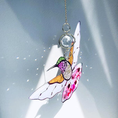 Yellow Acrylic Hummingbird Flowers Garden Suncatcher Window Hanging Crystal Prism Rainbow Maker Sun Catcher Ornaments Appreciation Thank You Gifts for Mom Grandma Sister Home Decor