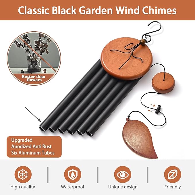 Wind Chimes, Wind Chimes for Outside with Upgraded Tube, Outdoor Windchime for Garden Yard Patio Decor, Unique Gift for Women Men