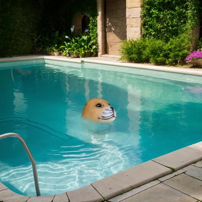 Seal Head Pool Float Decor Animals Floating Pond Decorations Accessories for Outdoor Ponds Backyard Patio Outside Gifts