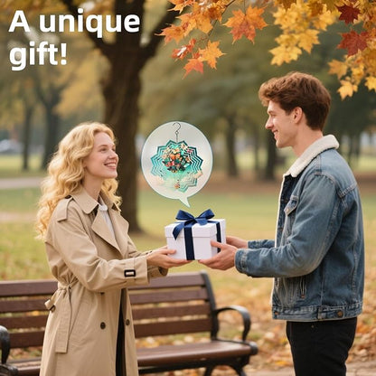 8 Inch Sublimation Wind Spinner, 3D Aluminum Metal Wind Spinner with Hook, Indoor Yard Garden Hanging Decoration, Weather Resistant Rotating Spiral Ornament, Butterfly Hot Air Balloon