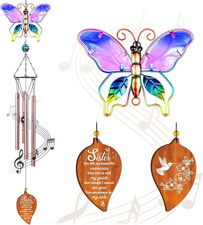 Butterfly Sympathy Wind Chimes,Memorial Gifts for Loss of Sister,Sympathy Gifts for Loss of Sister,Bereavement Condolence Remembrance Gift,Windchimes Outdoors