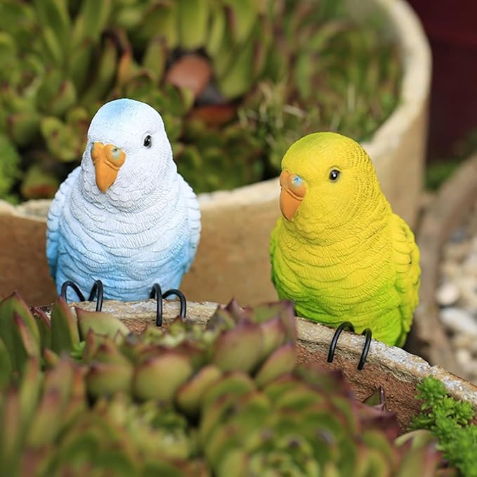 TAYASH Resin Parrot Flower Pot Hugger Decorations,Parrot Animal Sculpture Hanging Realistic Parrot Garden Ornament for Patio Yard Balcony Lawn Figurine Tree Decor (White)