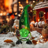 HONGLAND Christmas Gnomes Garden Decor Solar Outdoor Decorations Gnome Yard for Mom, Color Changing LED Lights with Snowflake Hollowed-Out Hat (Green)