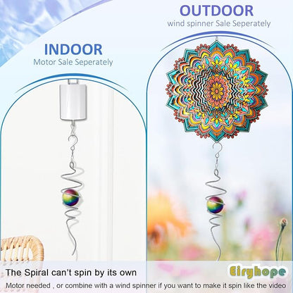 Gazing Ball Spiral Tail, Wind Spinner Stabilizer with Multi Color Sphere & Swivel Hook, Sun Catcher 11" Tail and 2" Stainless Steel Orb, Indoor Outdoor Garden Decor, Creative Gifts 13 inch