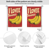 I Love Bananas Garden Flag Double Sided Flags For Room Outside Yard Flag Outdoor Banner Wall Art Hanging 12.5"X18"
