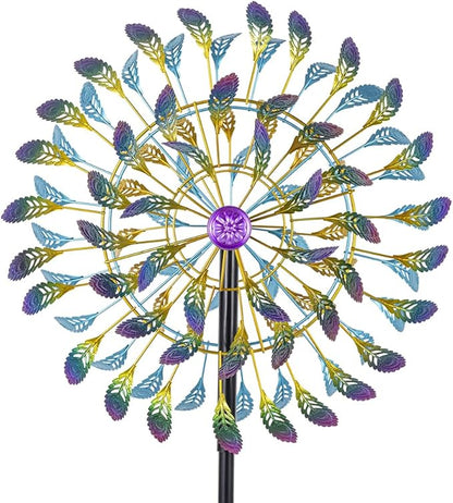 DREAMSOUL 360° Large Wind Spinner Outdoor Metal 6 Blades Windmill for Yard, 80 Inch Kinetic Wind Spinner for Patio Lawn Decor