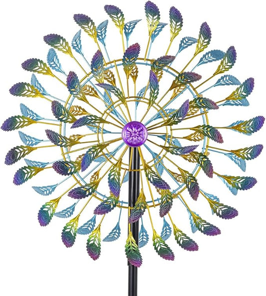 DREAMSOUL 360° Large Wind Spinner Outdoor Metal 6 Blades Windmill for Yard, 80 Inch Kinetic Wind Spinner for Patio Lawn Decor