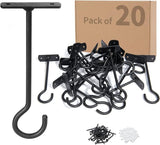 20Pack Plant Hooks Bulk 6in Metal Plant Hook Shepherds Hook Decorative Wall Plant Hanger for Hanging Lanterns, Bird Feeder, Flower Basket, Home Decor Indoor & Outdoor Black