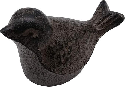 Comfy Hour 3.5" Heavy Duty Cast Iron Bird Figurine, Decorative Vintage Brown Sparrow Statue for Farmhouse Home Decor, Shelf, Mantel & Tiered Tray, Bird Lovers Gift, 1 pc