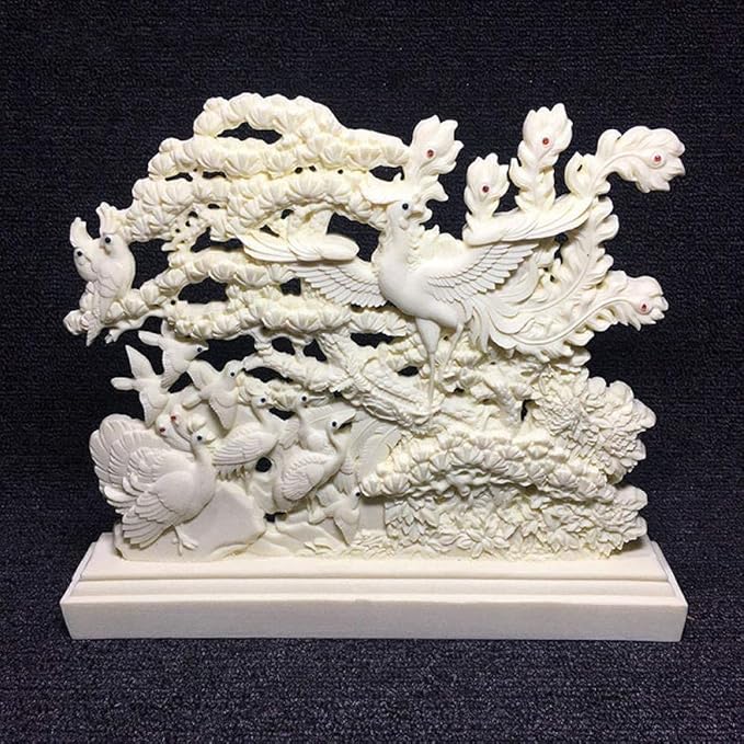 Garden Ornaments Decor Statue Outdoor,Abstract Unique Statue Sculpture Creative Statues and Sculptures Outdoor Decor for Garden,White Bird Phoenix Illustration Art Statue Auspicious Animal P