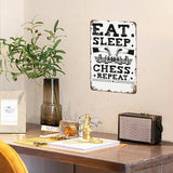 Retro Tin Signs Eat Chess Repeat Chess Player Fan 8x12 Inches Metal Wall Decor for Garden,Kitchen,Living Room,Patio,Office,Bathroom,and More! Vintage Funny Sign