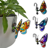 Metal Butterfly Flower Pot Huggers Dreamy Butterflies Planter Hanging Figurines with Color Beads Fill the Body 3.5 Inch Iron Insect Garden Art Sculptures Statues Hanger Ornaments for Yard Fence (3PCS)