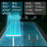 Solar Pool Fountain Waterfall: Pools Fountains for Inground and Above Ground, with 8 Color LED Lights, Newly Refined Streamlined Design, Emote Control Pool Sprayer