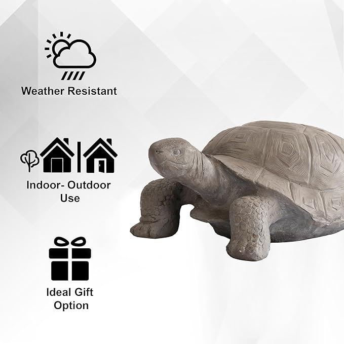 XBrand 30.3" L Light Grey Polystone Turtle Statue for Indoor or Outdoor Garden Decor