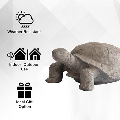 XBrand 30.3" L Light Grey Polystone Turtle Statue for Indoor or Outdoor Garden Decor