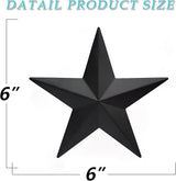 VIVICOMFY 6" 6pieces Per Set Black Metal Barn Star Wall Decor,Texas Stars Art,Metal Stars Rustic Vintage Western Country Farmhouse Home Indoor or Outdoor Decoration