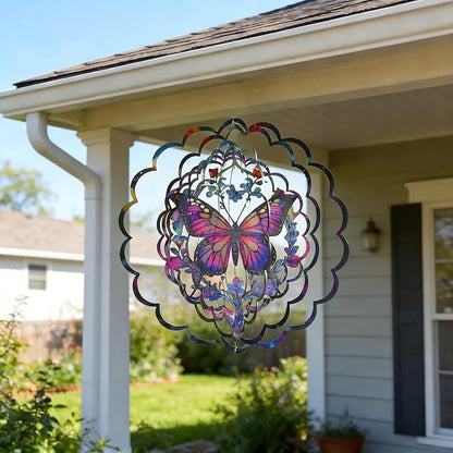 Butterfly Metal Wind Spinner, 9 Inch Hanging Garden Decor for Outdoor & Indoor, Butterfly Gift for Women Mom Grandma Wife Men, Decorative Ornament Gift
