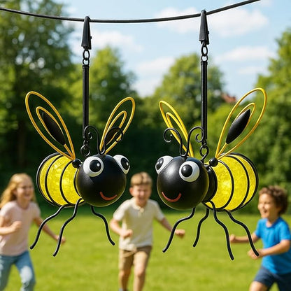 Solar Bee Lights Outdoor for Garden,– Hanging Metal Insect Lights with Hook, Waterproof Butterfly & Dragonfly Decorations for Garden, Yard, Patio, Holiday Gifts for Women & Kids (Golden-2PC)