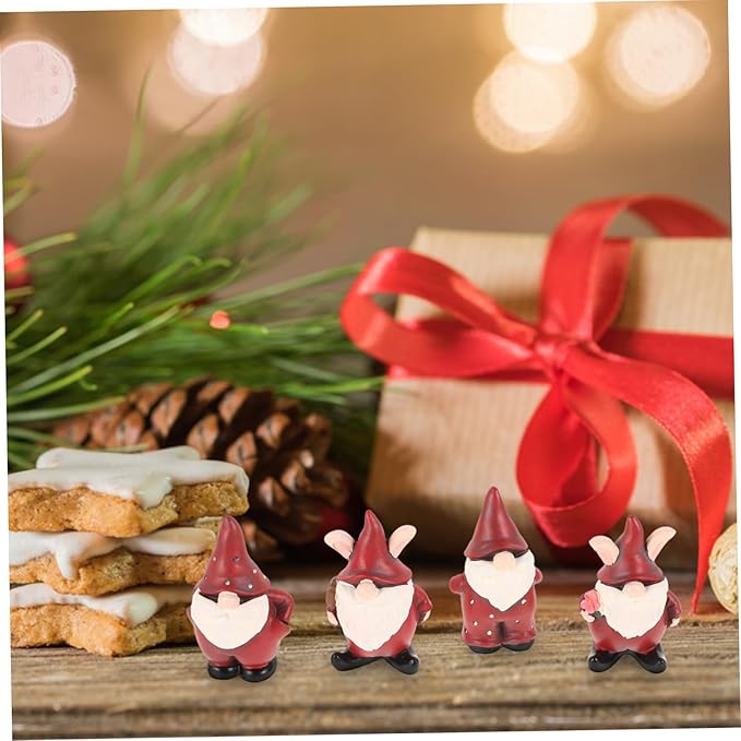 Milisten 4pcs Resin Gnome Garden Statues Weather-Resistant Outdoor Decor for Christmas Joyful Holiday Figurines for Lawn and Garden Decorations for Festive Celebrations