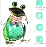 MUMTOP Frog Garden Decor, Frog Solar Lights Outdoor Decorative Waterproof with Crackle Glass Globe and Bowknot Yard Ornaments for Tabletop Garden Lawn Outside Porch Home Decorations