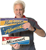 SmartSign 4 x 14 inch Michigan State Vintage Metal Sign “If You Seek A Pleasant Peninsula”, 40 mil Rustproof Aluminum with Clear Overcoat, Retro Wall Décor, Multicolor, Made in USA