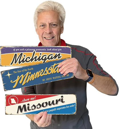 SmartSign 4 x 14 inch Missouri State Vintage Metal Sign “Salus Populi Suprema Lex Esto”, 40 mil Rustproof Aluminum with Clear Overcoat, Retro Wall Décor, Multicolor, Made in USA