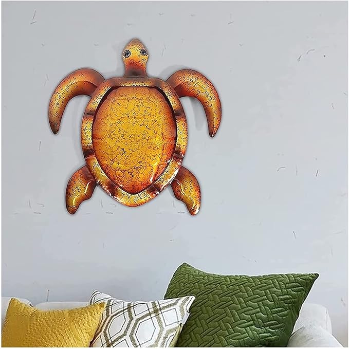Sculpture Tabletop Metal Turtle Wall Decor Bathroom Glass Art Iron Sculpture Outdoor Blue Hanging Bedroom Patio Porch Or Fence