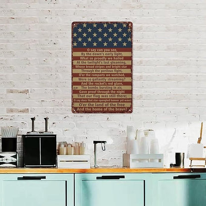 American Flag Star Spangled Banner Metal Signs Are For Home Patios, Terraces, Bars, Wall Decorations And Are 12x8 Inch In Size