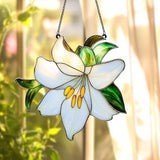 Lily Flower Handmade Resin Suncatchers Artisan Sun Catcher Stained Glass Effect Window Hanging Garden Decor for Mom