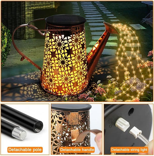 Forlivese 2PCS Solar Watering Can with Lights,Outdoor Decorations with Hanging Solar Garden Lights with Bracket Waterproof Watering Can Landscape Light for Patio Gardening Pathway 36LED