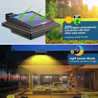 Gutter Lights, 40 LED Solar Patio Decor Lights - Deck, Fence, Wall, Backyard, Porch, Pool, Step Lights (4Pack - Black, Warm White Light)