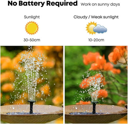 Solar Bath Fountain with 6 Nozzles 1.4w Upgraded Powered Floating Water Pump Free Standing Submersible for Bird Garden Pond Pool Lawn Fish Tank Outdoor Use