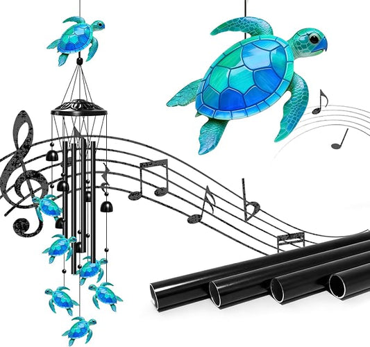 Sea Turtle Wind Chimes for Outside, Turtle Gifts for Women/Men/Mother/Father, Metal Windchimes for Birthday/Christmas/Thanksgiving, Turtle Decor for Patio, Garden,Yard, Home