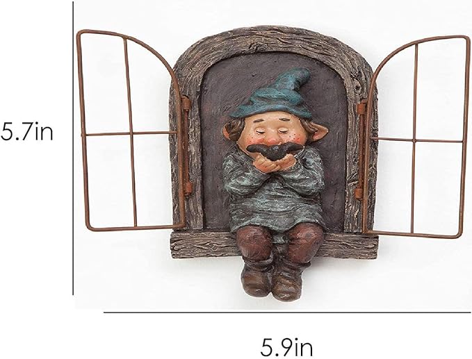 vomiceak Whimsical Fairy Garden Gnome Statue, Tree Faces Decor Outdoor -5.9 Inch, Funny Garden Tree Decoration,Ideal Patio Yard Lawn Porch Decoration