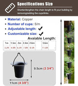 Outside Hanging Rain Catcher Rain CupsChime, Unique Cup Japanese for Rain Gutter & Replacement Downspout, Durable Copper Rain Catcher Chain, Hanging Balcony Water Chain