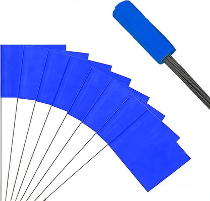 50Pack Blue Marking Flags, JIZHGRAD 13x4x5 Inch Marker Flags Use for Yard & Lawn, Boundary & Dog Training, Survey & Landscape, Sprinkler & Surveyor, Garden & Construction, High Visibility, Sturdy, Versatile, UV & Weather Resistant
