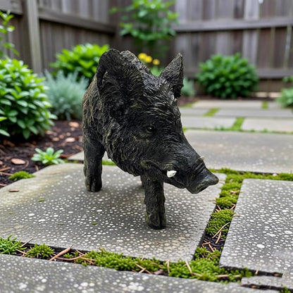 Large Wild Boar Garden Statue - 21.26" L x 12.2" H Faux Boar Sculpture, Realistic Resin Wildlife Figurine Ornament for Outdoor Decor, Yard Art Craft for Patio Lawn Porch