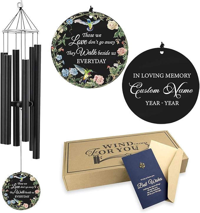 Personalized 30" Memorial Wind Chimes for Outside, Bereavement Gift in Remembrance of a Loved One, Sympathy Gift for Loss of Mother Father Husband, Garden Patio Decor
