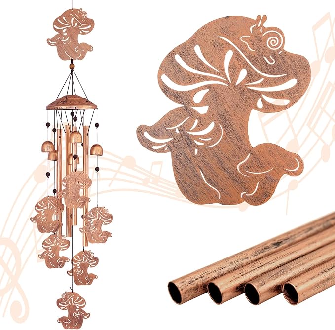 GDNSFIT Mushroom Wind Chimes for Outside, Metal Windchimes Outdoors, Mushroom Gifts for Women/Men, Memorial/Birthday Gifts, Garden Decor for Outside, Patio or Yard, Durable Chimes for Outdoors
