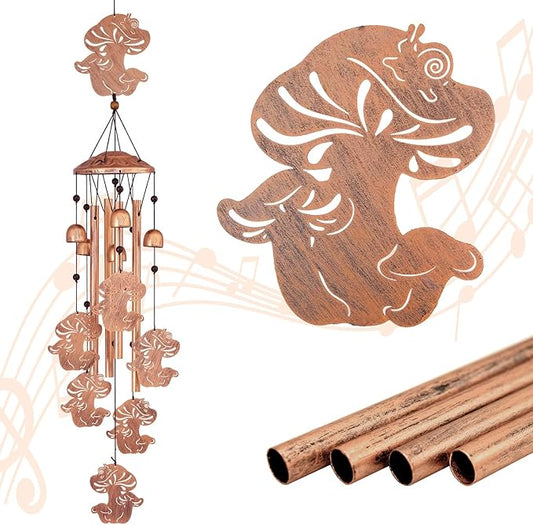 GDNSFIT Mushroom Wind Chimes for Outside, Metal Windchimes Outdoors, Mushroom Gifts for Women/Men, Memorial/Birthday Gifts, Garden Decor for Outside, Patio or Yard, Durable Chimes for Outdoors