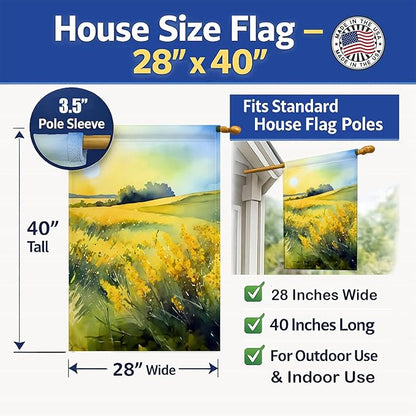Caroline's Treasures Nebraska Goldenrod in Watercolor House Flag Large Porch Sleeve Pole Decorative Outside Yard Banner Artwork Wall Hanging, Polyester, House Size, Multicolor