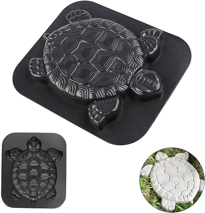 Turtle Stepping Stone Mold, Tortoise Shape Concrete Cement Mould Walk Maker, DIY Stepping Stone, Decorative Flower Garden Lawn Decor Tortoise Concrete Mould 15.75 "x 13.39" x 1.5 "